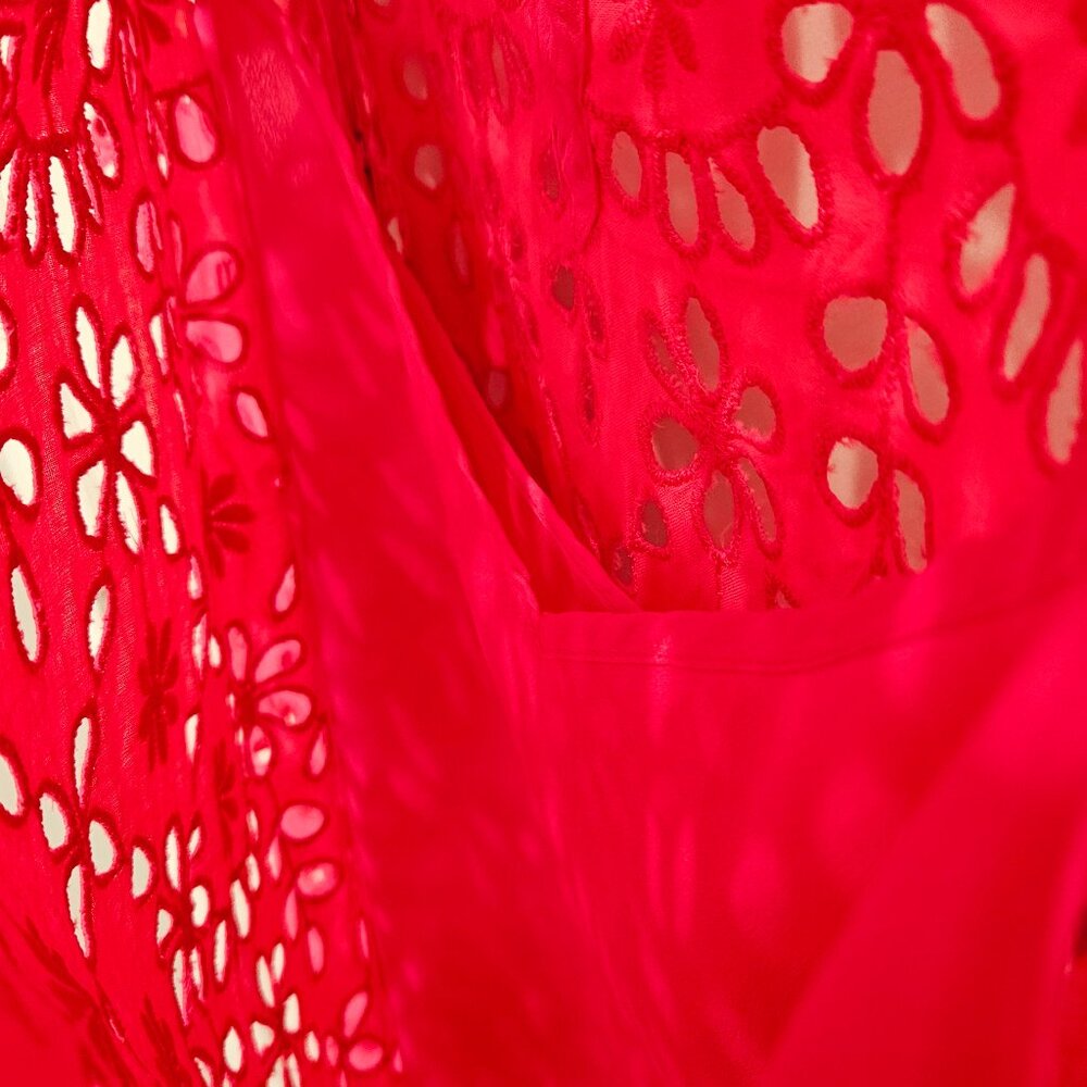 J.Crew Pink Eyelet Mockneck Top with Flutter Sleeves Size S - Picture 6 of 9